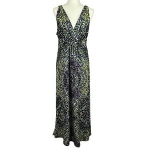 JohnPaulRichard Boho Chic Colourful Sleeveless V Neck Maxi Dress Large Purple